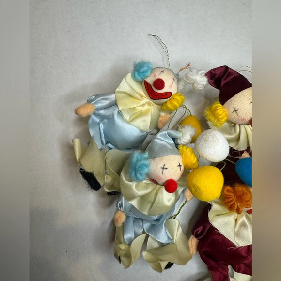 Vintage Various Soft‎ Clowns Christmas Ornaments Lot of 4 - Picture 3 of 7